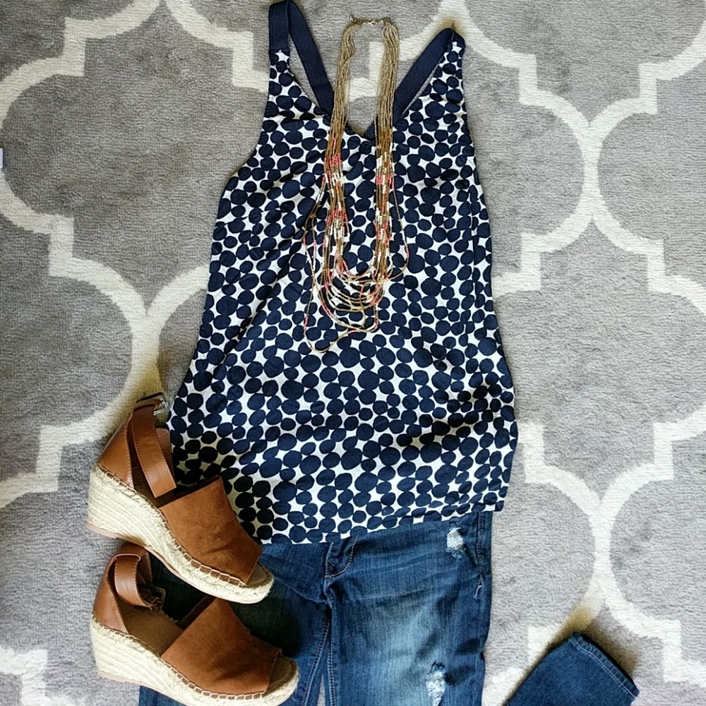 Forever 21 Blue Polka Dot Tank Top
